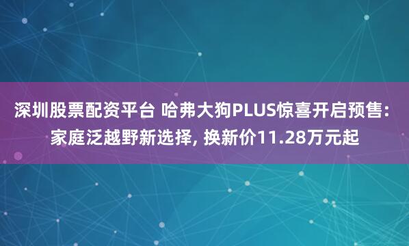 深圳股票配资平台 哈弗大狗PLUS惊喜开启预售: 家庭泛越野新选择, 换新价11.28万元起